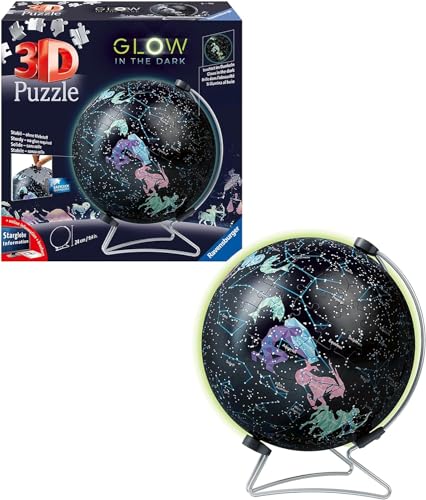 Ravensburger 3D Puzzle 11544 - Glow In The Dark Sternenglobus - 180 Teile - Nachleuchtender Globus für Kinder und Erwachsene von Ravensburger