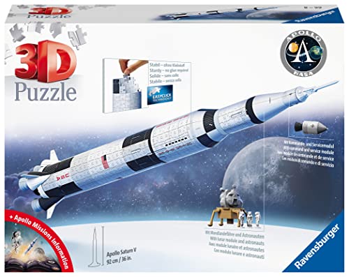 Ravensburger 3D Puzzle 11545 - Apollo Saturn V Rakete - 440 Puzzleteile - Für alle Weltraum Fans ab 8 Jahren von Ravensburger