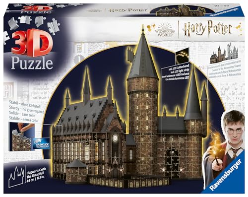 Ravensburger 3D Puzzle 11550 - Harry Potter Hogwarts Schloss - Die Große Halle - Night Edition - 540 Teile - Beleuchtetes Hogwarts Castle für Harry Potter Fans ab 10 Jahren, Harry Potter Geschenke von Ravensburger