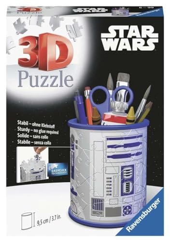 Ravensburger 3D Puzzle 11554- Utensilo Star Wars R2D2 - 54 Teile - Stiftehalter für Star Wars Fans ab 6 Jahren, Schreibtisch-Organizer für Kinder, Star Wars Deko und Geschenk, Star Wars R2D2-Motiv von Ravensburger