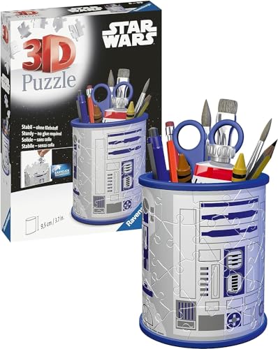 Ravensburger 3D Puzzle 11554- Utensilo Star Wars R2D2 - 54 Teile - Stiftehalter für Star Wars Fans ab 6 Jahren, Schreibtisch-Organizer für Kinder, Star Wars Deko und Geschenk, Star Wars R2D2-Motiv von Ravensburger