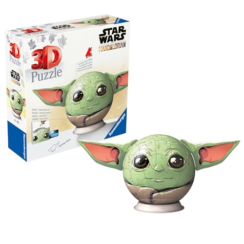 Ravensburger 3D Puzzle 11556 - Puzzle-Ball Grogu mit Ohren - 72 Teile - Puzzle-Ball für Star Wars und Mandalorian Fans ab 6 Jahren, Geschenk zum Vatertag und anderen Anlässen von Ravensburger