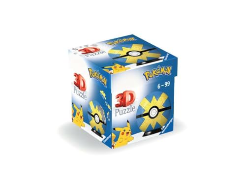 Ravensburger 3D Puzzle 11580 - Puzzle-Ball Pokémon Pokéballs - Flottball - [EN] Quick Ball - für große und kleine Pokémon Fans ab 6 Jahren von Ravensburger