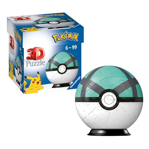 Ravensburger 3D Puzzle 11581 - Puzzle-Ball Pokémon Pokéballs - Netzball - [EN] Net Ball - für große und kleine Pokémon Fans ab 6 Jahren von Ravensburger