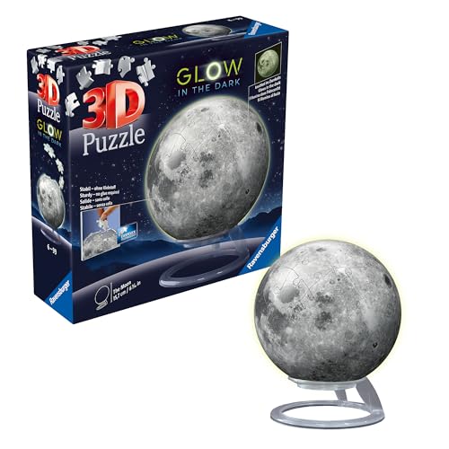 Ravensburger 3D Puzzle 11586 - Puzzle-Ball Der Mond - leuchtet im Dunkeln, dekorativer Glow-in-The-Dark Puzzleball aus 3D Puzzleteilen Erwachsene und Kinder ab 6 Jahren von Ravensburger