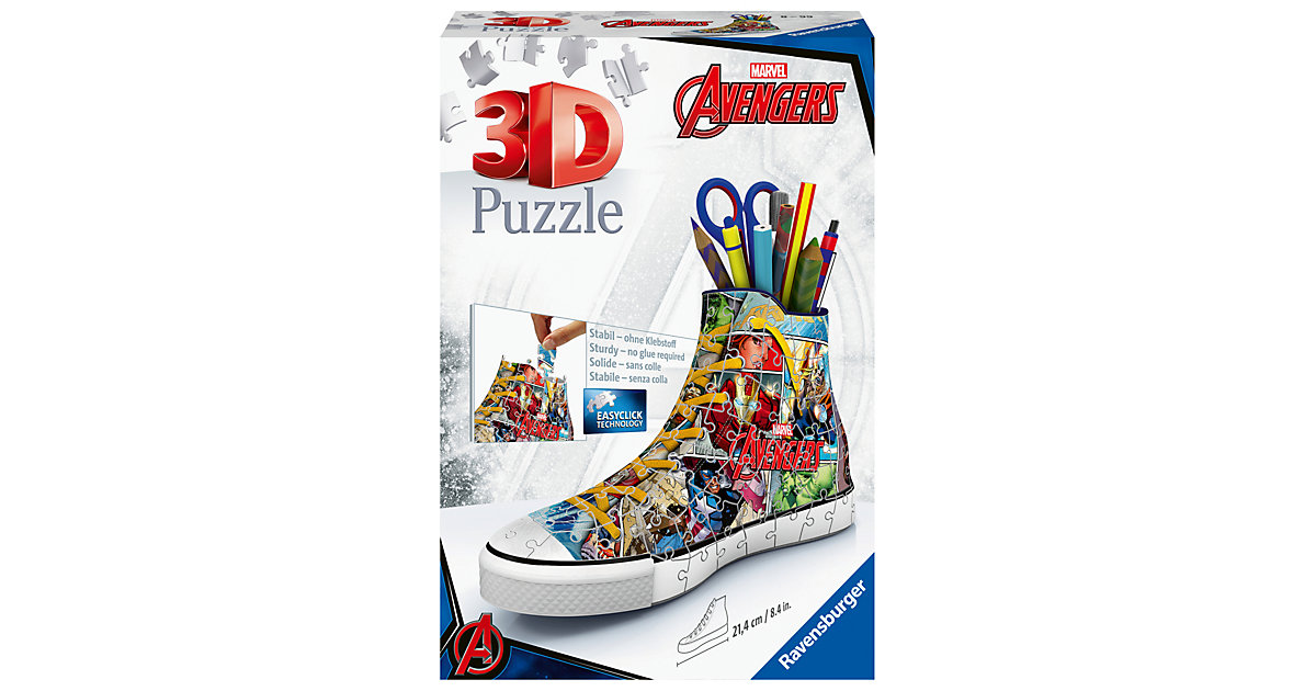 Ravensburger 3D Puzzle 12113 - Sneaker Avengers - 108 Teile - praktischer Stiftehalter im Marvel Avengers Design ab 8 Jahren Ravensburger 3D Puzzle 12113 - Sneaker Avengers - 108 Teile - praktischer Stiftehalter im Marvel Avengers Design ab 8 Jahren von Ravensburger