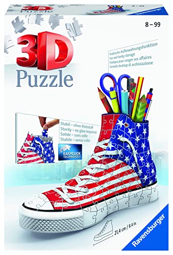 Ravensburger 3D Puzzle 12549 Sneaker American Style - Praktischer Stiftehalter - 108 Teile - Schreibtisch-Organizer für Kinder ab 8 Jahren von Ravensburger