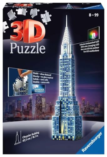 Ravensburger 3D Puzzle 12595 - Chrysler Building bei Nacht - 216 Teile - für Wolkenkratzer Fans ab 8 Jahren von Ravensburger