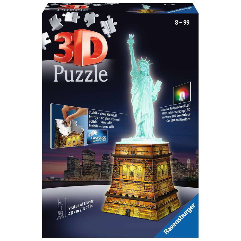 Ravensburger 3D Puzzle Freiheitsstatue bei Nacht 12596 - Das berühmte Bauwerk in New York als Night Edition mit LED von Ravensburger Verlag