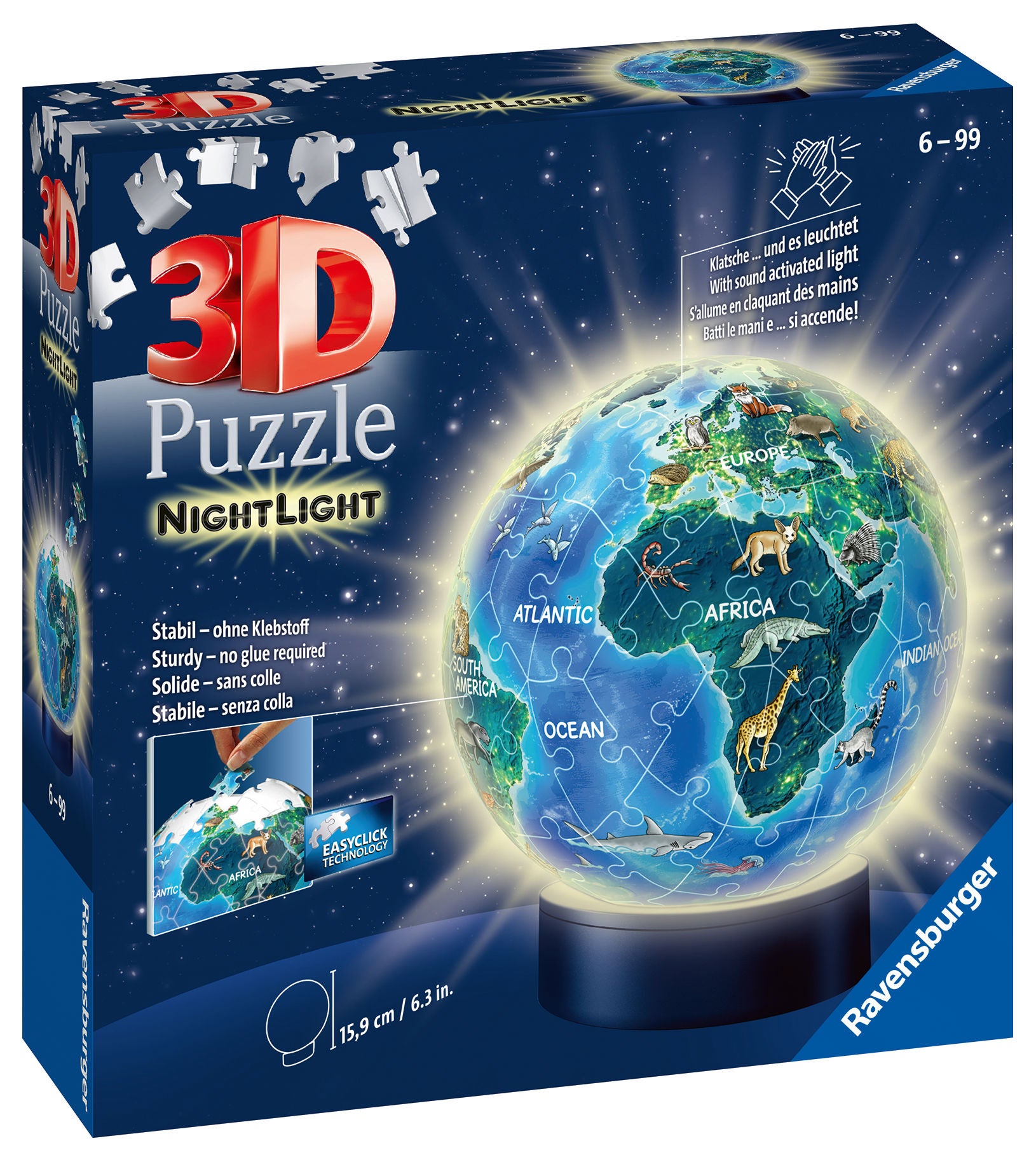 Ravensburger 3D Puzzle Globus Tiere, Nachtlampe 72 Teile Ravensburger 3D Puzzle Globus Tiere, Nachtlampe 72 Teile von Ravensburger