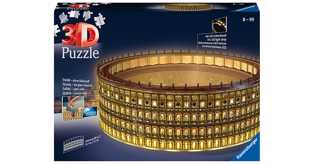 Ravensburger 3D Puzzle Kolosseum in Rom bei Nacht 11148 - leuchtet im Dunkeln, 216 Teile Ravensburger 3D Puzzle Kolosseum in Rom bei Nacht 11148 - leuchtet im Dunkeln, 216 Teile von Ravensburger