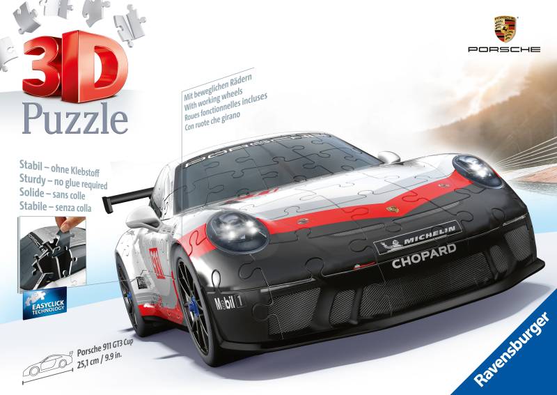 Ravensburger 3D Puzzle - Porsche 911 GT3 Cup (mit Gitter) 152 Teile Puzzle Ravensburger-11557 von Ravensburger