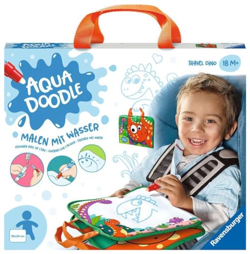 Ravensburger 4566 Aquadoodle Travel Dino - Erstes Malen für unterwegs - Fleckenfreier Malspaß mit Wasser - Reiseset für Kinder ab 18 Monaten, Beschäftigung für Kinder im Flugzeug, Auto, Zug von Ravensburger