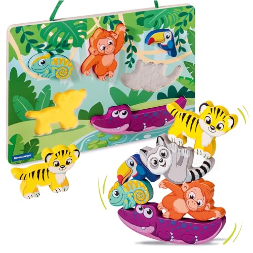 Ravensburger 4872 Play+ Magnetisches Holz-Fühl-Puzzle: Dschungel, 6 Puzzleteile und stabiles Holzbrett, Holzpuzzle, FSC, für Kinder ab 1 Jahr von Ravensburger