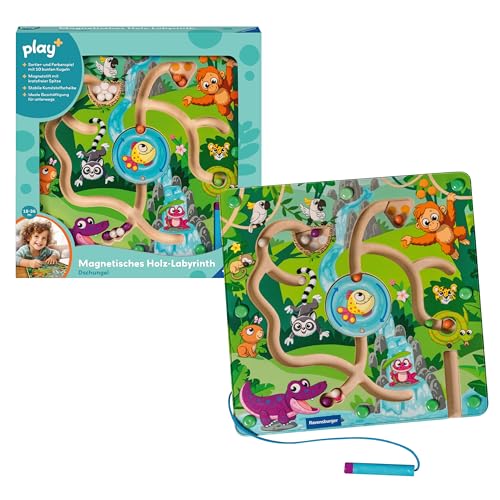 Ravensburger 4873 Play+ Magnetisches Holz-Labyrinth: Dschungel, schult Feinmotorik, Geschicklichkeit und Farberkennung, Reisebegleiter, pädagogisches Holzspielzeug für Kinder ab 18 Monaten Ravensburger 4873 Play+ Magnetisches Holz-Labyrinth: Dschungel, schult Feinmotorik, Geschicklichkeit und Farberkennung, Reisebegleiter, pädagogisches Holzspielzeug für Kinder ab 18 Monaten von Ravensburger