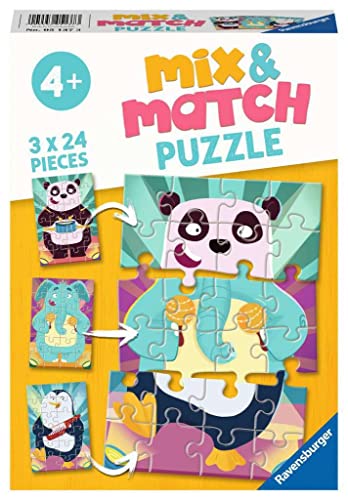 Ravensburger Kinderpuzzle - 05137 Mix&Match Witzige Tiere - Puzzle für Kinder ab 4 Jahren, mit 3x24 Teilen Ravensburger Kinderpuzzle - 05137 Mix&Match Witzige Tiere - Puzzle für Kinder ab 4 Jahren, mit 3x24 Teilen von Ravensburger
