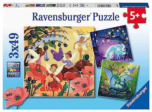 Ravensburger Kinderpuzzle - 05181 Einhorn, Drache und Fee - Puzzle für Kinder ab 5 Jahren, mit 3x49 Teilen Ravensburger Kinderpuzzle - 05181 Einhorn, Drache und Fee - Puzzle für Kinder ab 5 Jahren, mit 3x49 Teilen von Ravensburger