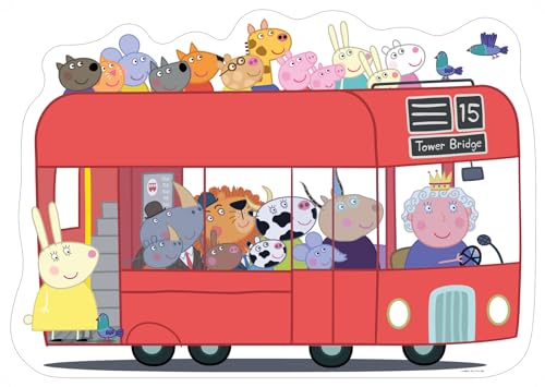 Ravensburger Peppa Pig London Red Bus 24-teiliges riesiges Bodenpuzzle für Kinder ab 3 Jahren – Lernspielzeug für Kleinkinder von Ravensburger