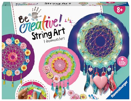 Ravensburger 18235 String Art Maxi:Dreamcatcher, String Art Bastelset für Kinder ab 8 Jahren, Kreative Traumfänger mit LEDs von Ravensburger