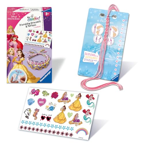 Ravensburger BeCreative 23963 - Bastelset Freundschaftsbändchen & Tattoos Disney Prinzessinnen, DIY basteln für Kinder ab 8 Jahren von Ravensburger