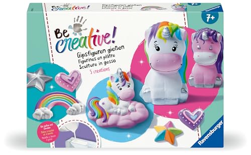 Ravensburger BeCreative Gipsgießen Einhorn - Bastelset für Kinder ab 7 Jahren, Gipsfiguren gießen und bemalen für Mädchen und Jungen - 25531 - Geburtstagsgeschenke, Deko selber basteln von Ravensburger