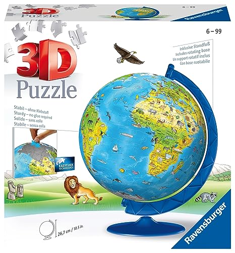 Ravensburger Children’s World Globe 3D Jigsaw Puzzle for Kids age 6 Years Up - 180 Pieces - No Glue Required von Ravensburger