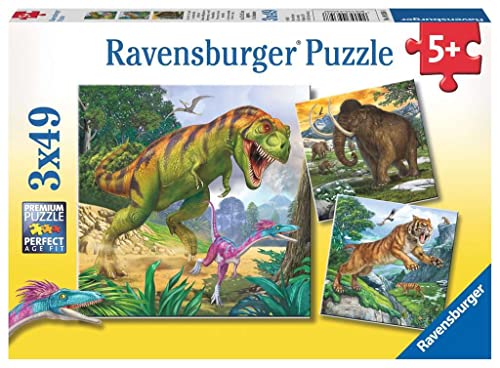 Ravensburger Kinderpuzzle - 09358 Herrscher der Urzeit - Puzzle für Kinder ab 5 Jahren, mit 3x49 Teilen von Ravensburger