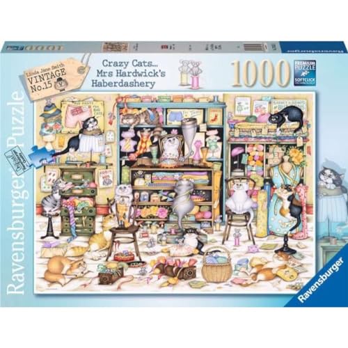 Ravensburger Crazy Cats Mrs Hardwick's Kurzwaren-Puzzle, 1000 Teile, für Erwachsene und Kinder ab 12 Jahren von Ravensburger