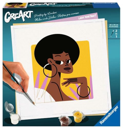 Ravensburger CreArt 23669 - Damenportrait - Malen nach Zahlen Erwachsene, DIY Malset mit Pinsel und Acrylfarben, Geschenk für Frauen und Männer, Malen für Erwachsene Ravensburger CreArt 23669 - Damenportrait - Malen nach Zahlen Erwachsene, DIY Malset mit Pinsel und Acrylfarben, Geschenk für Frauen und Männer, Malen für Erwachsene von Ravensburger