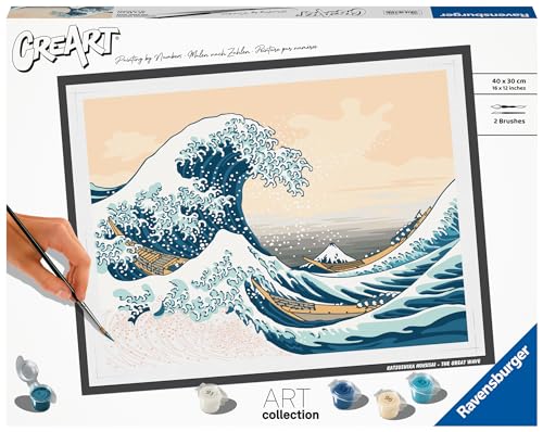 Ravensburger CreArt 23690 - Große Welle (Hokusai) - Malen nach Zahlen Erwachsene, DIY Malset mit Pinsel und Acrylfarben, Geschenk für Frauen und Männer, Malen für Erwachsene von Ravensburger