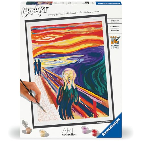 Ravensburger CreArt 23691 - Der Schrei (Edvard Munch) - Malen nach Zahlen Erwachsene, DIY Malset mit Pinsel und Acrylfarben, Geschenk für Frauen und Männer, Malen für Erwachsene von Ravensburger