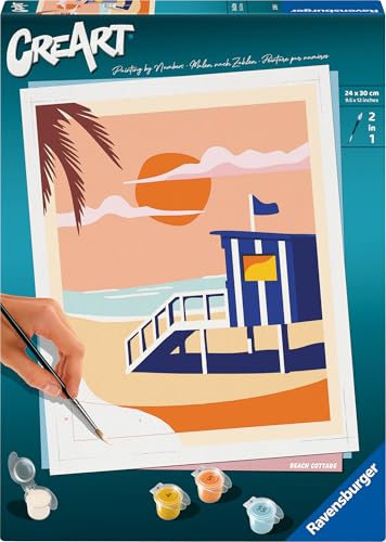 Ravensburger CreArt 23896 - Strandhaus - Malen nach Zahlen Erwachsene, DIY Malset mit Pinsel und Acrylfarben, Geschenk für Frauen und Männer, Malen für Erwachsene von Ravensburger