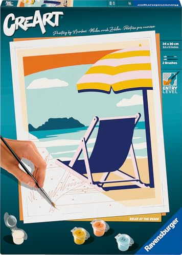 Ravensburger CreArt 23897 - Relaxen am Strand - Malen nach Zahlen Erwachsene, DIY Malset mit Pinsel und Acrylfarben, Geschenk für Frauen und Männer, Malen für Erwachsene Ravensburger CreArt 23897 - Relaxen am Strand - Malen nach Zahlen Erwachsene, DIY Malset mit Pinsel und Acrylfarben, Geschenk für Frauen und Männer, Malen für Erwachsene von Ravensburger