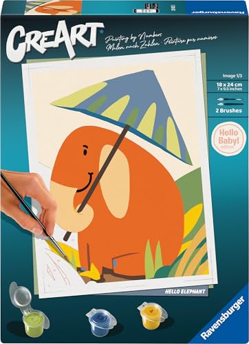 Ravensburger CreArt 23902 - Elefant - Malen nach Zahlen Erwachsene, DIY Malset mit Pinsel und Acrylfarben, Geschenk für Schwangere oder zur Geburt, Malen für Erwachsene Ravensburger CreArt 23902 - Elefant - Malen nach Zahlen Erwachsene, DIY Malset mit Pinsel und Acrylfarben, Geschenk für Schwangere oder zur Geburt, Malen für Erwachsene von Ravensburger