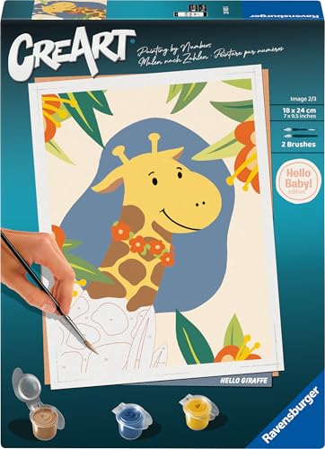 Ravensburger CreArt 23903 - Giraffe - Malen nach Zahlen Erwachsene, DIY Malset mit Pinsel und Acrylfarben, Geschenk für Schwangere oder zur Geburt, Malen für Erwachsene von Ravensburger
