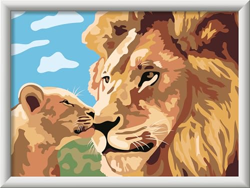 Ravensburger CreArt 23995 - Löwe mit Baby - Malen nach Zahlen für Kinder ab 9 Jahre, Malset mit Rahmen, Pinsel und Acrylfarben, Geschenk für Mädchen und Jungen Ravensburger CreArt 23995 - Löwe mit Baby - Malen nach Zahlen für Kinder ab 9 Jahre, Malset mit Rahmen, Pinsel und Acrylfarben, Geschenk für Mädchen und Jungen von Ravensburger