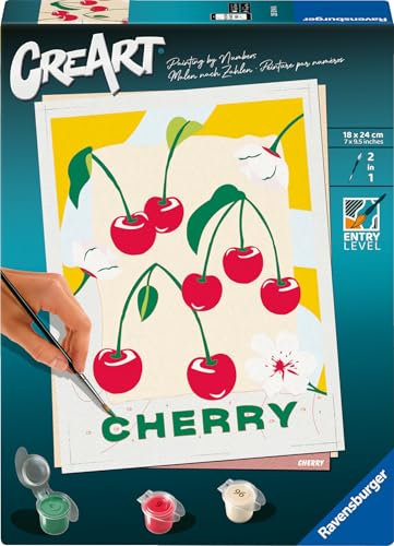 Ravensburger CreArt 25514 - Kirschen - Malen nach Zahlen Erwachsene, DIY Malset mit Pinsel und Acrylfarben, Geschenk für Frauen und Männer, Malen für Erwachsene von Ravensburger