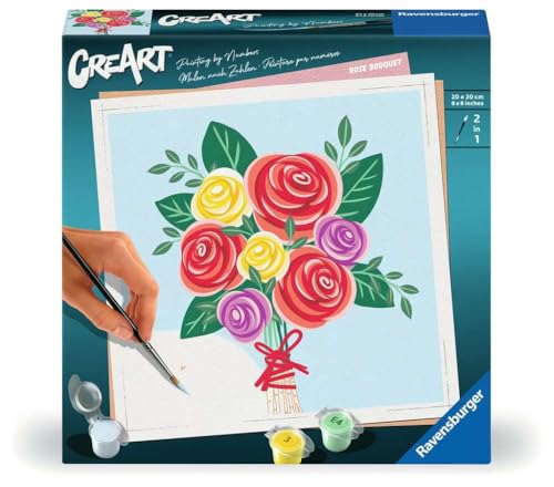 Ravensburger CreArt 25520 - Rosenstrauß - Malen nach Zahlen Erwachsene, DIY Malset mit Pinsel und Acrylfarben, Geschenk für Frauen und Männer, Malen für Erwachsene von Ravensburger