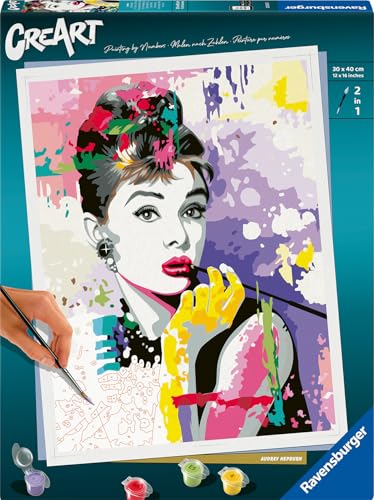 Ravensburger CreArt 25526 - Audrey Hepburn - Malen nach Zahlen Erwachsene, DIY Malset mit Pinsel und Acrylfarben, Geschenk für Frauen und Männer, Malen für Erwachsene von Ravensburger
