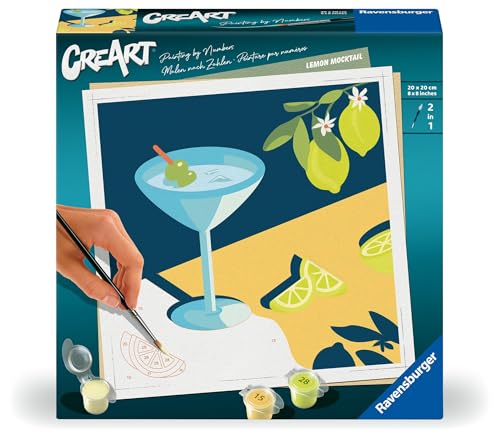Ravensburger CreArt 25561 - Mocktail Zitrone - Malen nach Zahlen Erwachsene, DIY Malset mit Pinsel und Acrylfarben, Geschenk für Frauen und Männer, Malen für Erwachsene von Ravensburger