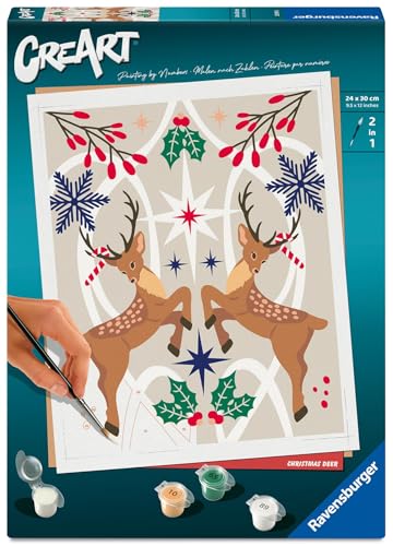 Ravensburger CreArt 25895 - Weihnachtlicher Hirsch - Malen nach Zahlen Erwachsene, DIY Malset mit Pinsel und Acrylfarben, Geschenk für Frauen und Männer, Malen für Erwachsene Ravensburger CreArt 25895 - Weihnachtlicher Hirsch - Malen nach Zahlen Erwachsene, DIY Malset mit Pinsel und Acrylfarben, Geschenk für Frauen und Männer, Malen für Erwachsene von Ravensburger