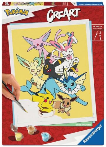 Ravensburger CreArt 25897 - Eevee Evolutions - Malen nach Zahlen Erwachsene, DIY Malset mit Pinsel und Acrylfarben, Geschenk für Frauen und Männer, Malen für Erwachsene von Ravensburger