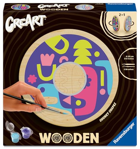 Ravensburger CreArt 25922 - Eckige Formen - Malen nach Zahlen auf Holz, DIY Malset mit Pinsel und Acrylfarben, Geschenk für Frauen und Männer, Malen für Erwachsene von Ravensburger