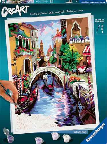 Ravensburger CreArt 25964 - Zauberhaftes Venedig - Malen nach Zahlen Erwachsene, DIY Malset mit Pinsel und Acrylfarben, Geschenk für Frauen und Männer, Malen für Erwachsene Ravensburger CreArt 25964 - Zauberhaftes Venedig - Malen nach Zahlen Erwachsene, DIY Malset mit Pinsel und Acrylfarben, Geschenk für Frauen und Männer, Malen für Erwachsene von Ravensburger