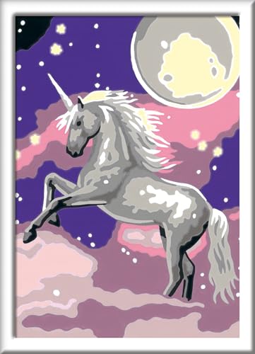 Ravensburger CreArt 27846 - Einhorn - Malen nach Zahlen für Kinder ab 7 Jahre, Malset mit Rahmen, Pinsel und Acrylfarben, Geschenk für Mädchen und Jungen, Leuchtet im Dunkeln von Ravensburger
