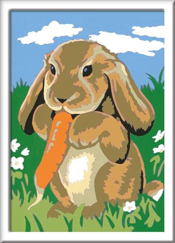 Ravensburger CreArt 28022 - Knuddelhäschen - Malen nach Zahlen Hase für Kinder ab 7 Jahre, Malset mit Rahmen, Pinsel und Acrylfarben, Geschenk für Mädchen und Jungen von Ravensburger