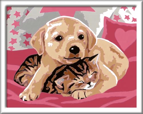 Ravensburger CreArt 28031 - Beste Freunde - Malen nach Zahlen Hund und Katze für Kinder ab 9 Jahre, Malset mit Rahmen, Pinsel und Acrylfarben, Geschenk für Mädchen und Jungen von Ravensburger