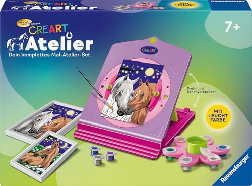 Ravensburger CreArt 28507 - Atelier Pferde - Malen nach Zahlen für Kinder ab 7 Jahre, Malset mit 2 Maltafeln samt Rahmen, Pinsel und Acrylfarben, Geschenk für Mädchen und Jungen Ravensburger CreArt 28507 - Atelier Pferde - Malen nach Zahlen für Kinder ab 7 Jahre, Malset mit 2 Maltafeln samt Rahmen, Pinsel und Acrylfarben, Geschenk für Mädchen und Jungen von Ravensburger