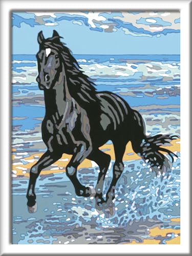 Ravensburger CreArt 28565 - Pferd am Strand - Malen nach Zahlen für Kinder ab 11 Jahre, Malset mit Rahmen, Pinsel und Acrylfarben, Geschenk für Mädchen und Jungen, mit Stickern Ravensburger CreArt 28565 - Pferd am Strand - Malen nach Zahlen für Kinder ab 11 Jahre, Malset mit Rahmen, Pinsel und Acrylfarben, Geschenk für Mädchen und Jungen, mit Stickern von Ravensburger