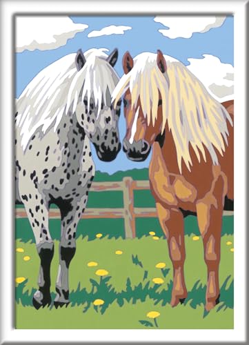 Ravensburger CreArt 28566 - Glückliche Pferde - Malen nach Zahlen für Kinder ab 7 Jahre, Malset mit Rahmen, Pinsel und Acrylfarben, Geschenk für Mädchen und Jungen, mit Stickern Ravensburger CreArt 28566 - Glückliche Pferde - Malen nach Zahlen für Kinder ab 7 Jahre, Malset mit Rahmen, Pinsel und Acrylfarben, Geschenk für Mädchen und Jungen, mit Stickern von Ravensburger